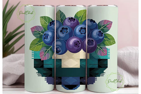 Blueberry Geometric Tumbler Wrap Sublimation PixelChick 