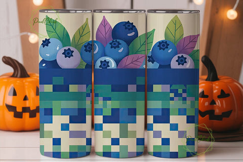 Blueberry Geometric Tumbler Wrap Sublimation PixelChick 