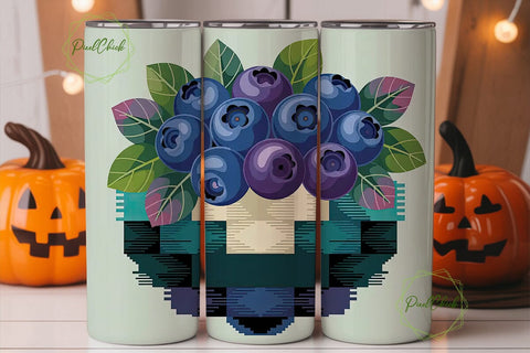 Blueberry Geometric Tumbler Wrap Sublimation PixelChick 
