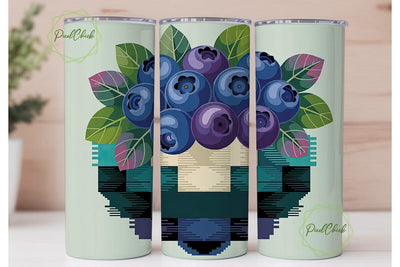 Blueberry Geometric Tumbler Wrap Sublimation PixelChick 