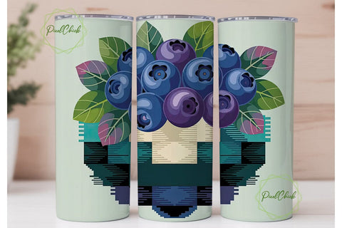Blueberry Geometric Tumbler Wrap Sublimation PixelChick 