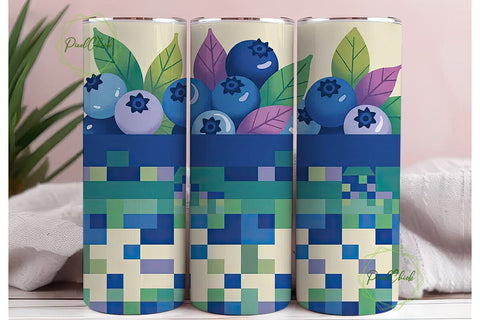 Blueberry Geometric Tumbler Wrap Sublimation PixelChick 
