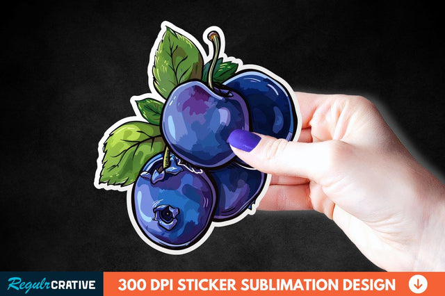 Blueberry Sticker Clipart Sublimation Regulrcrative 