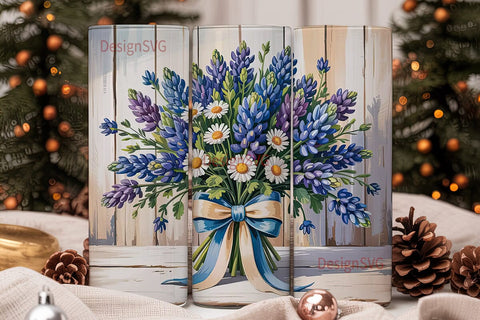 Bluebonnet Bouquet 20oz Tumbler Wrap Sublimation DesignSVG 