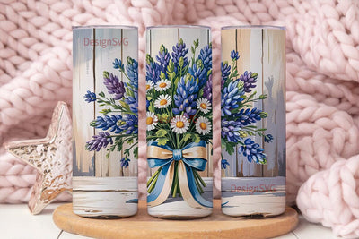 Bluebonnet Bouquet 20oz Tumbler Wrap Sublimation DesignSVG 