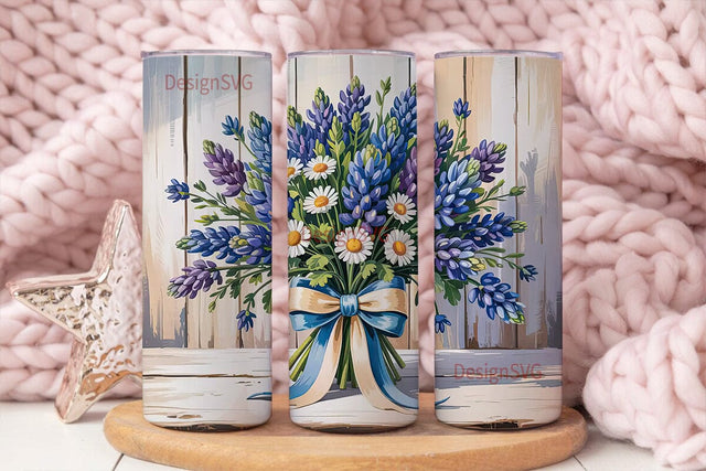 Bluebonnet Bouquet 20oz Tumbler Wrap Sublimation DesignSVG 