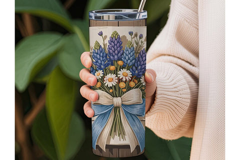Bluebonnet Bouquet 20oz Tumbler Wrap Sublimation DesignSVG 