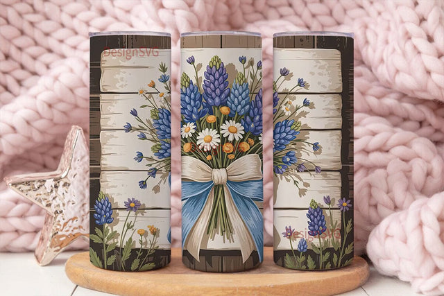 Bluebonnet Bouquet 20oz Tumbler Wrap Sublimation DesignSVG 