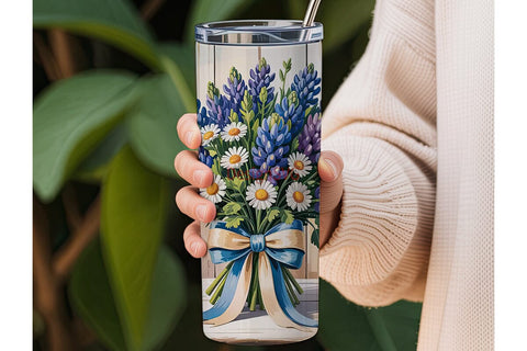 Bluebonnet Bouquet 20oz Tumbler Wrap Sublimation DesignSVG 