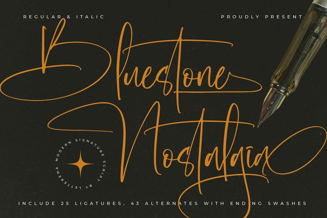 Bluestone Nostalgia - Modern Signature Script Font Letterena Studios 