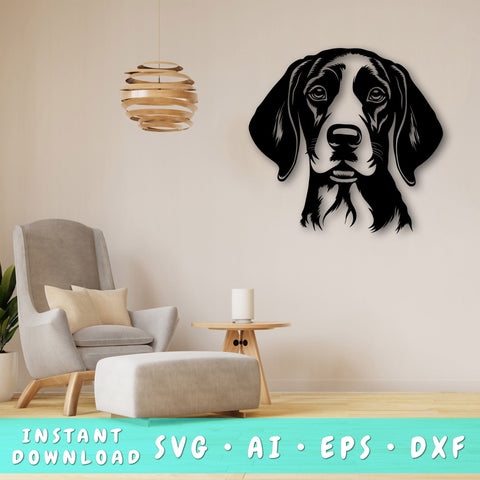 Bluetick Coonhound Laser SVG Cut File, Bluetick Coonhound Glowforge File, Bluetick Coonhound DXF, Bluetick Coonhound Wall Art SVG SVG HappyDesignStudio 