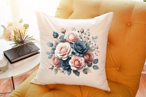 Blush and Navy Roses Clipart Sublimation designartist 