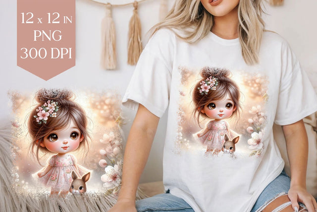 Blush Bunny Girl T-Shirt Sublimation Design Sublimation BijouBay 