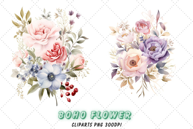 Blush Floral Watercolor Clipart - Floral Clipart - Blush Flowers - Watercolor Clipart - Wedding Clipart - Premade Floral Borders Sublimation FloridPrintables 