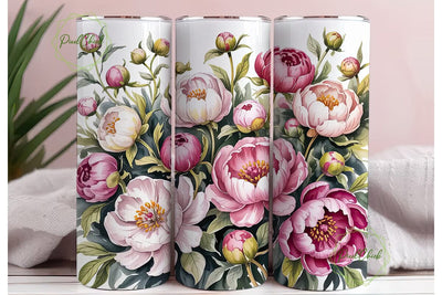 Blush Peony Floral 20oz Tumbler Wrap Sublimation PixelChick 