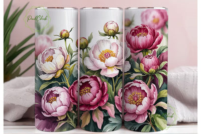 Blush Peony Floral 20oz Tumbler Wrap Sublimation PixelChick 