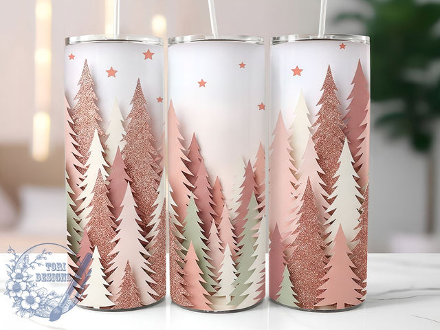 Blush Pink Christmas Trees 20oz Tumbler, Blush Pink Xmas PNG, Pink Tree Tumbler, Pink Christmas Sub, Pastel Xmas Trees, Cute Pink Tree Wrap, Chic Holiday Coffee, Pink Xmas Cup Sub Sublimation ToriDesigns 