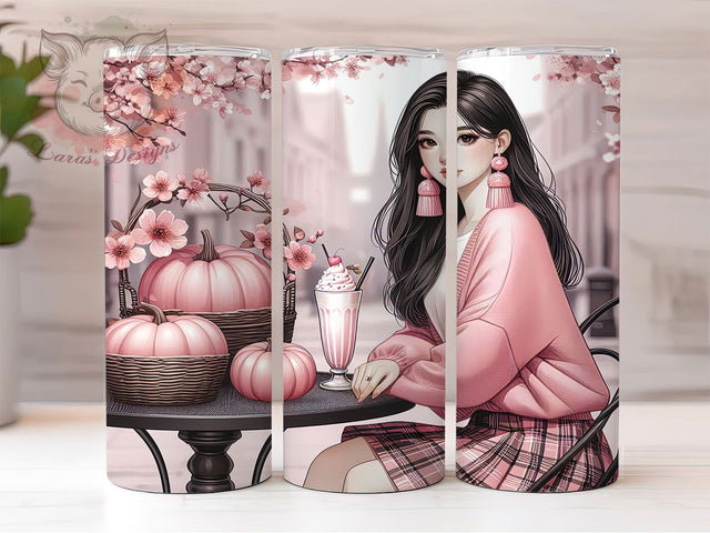 Blush Pink Cozy Fall Tumbler Wrap, 20oz Skinny Tumbler, Girly Autumn Png, Sublimation Download, Blush Fall Tumbler Wrap, Cozy Pink Tumbler, Trendy Fall Tumbler Sublimation Lara' s Designs 