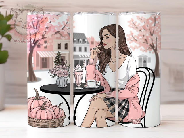 Blush Pink Cozy Fall Tumbler Wrap, 20oz Skinny Tumbler, Girly Autumn Png, Sublimation Download, Blush Fall Tumbler Wrap, Cozy Pink Tumbler, Trendy Fall Tumbler Sublimation Lara' s Designs 