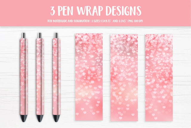 Blush Pink Hearts Background Pen Wrap Sublimation Design Sublimation LaBelezoka 