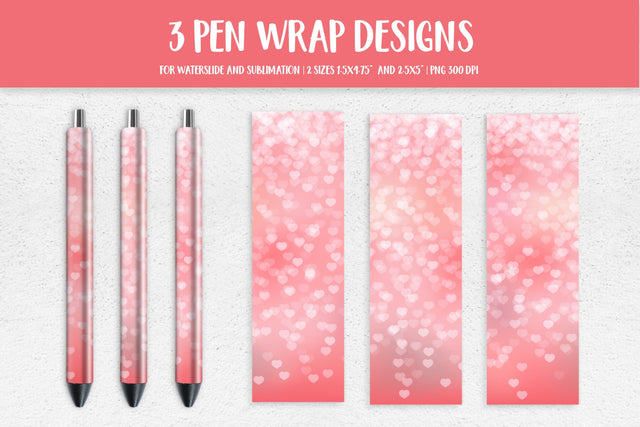 Blush Pink Hearts Background Pen Wrap Sublimation PNG Sublimation LaBelezoka 