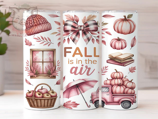 Blush Pink Pumpkin Fall Tumbler Wrap, 20oz Skinny Tumbler, Girly Autumn Png, Sublimation Download, Pastel Pumpkin Design, Cozy Pink Tumbler, Blush Fall Tumbler Wrap Sublimation Lara' s Designs 