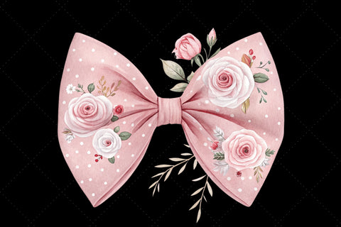 Blush Pink Rose Coquette Bow Clipart, blush pink bow, coquette bow clipart, spring floral bow, rose flower bow, digital bow design, pink floral bow, romantic coquette bow, spring rose clipart, floral bow design, pink rose bow Sublimation FloridPrintables 