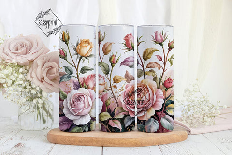 Blush Pink Rose Floral 20oz Tumbler Sublimation sassyprint 