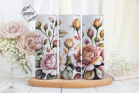 Blush Pink Rose Floral 20oz Tumbler Sublimation sassyprint 