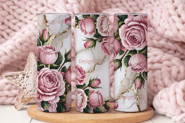Blush Pink Rose Marble 20oz Tumbler Wrap Sublimation DesignSVG 