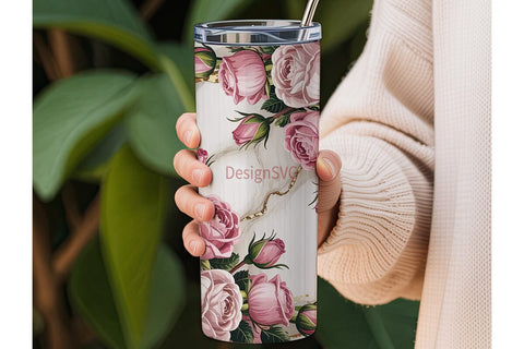 Blush Pink Rose Marble 20oz Tumbler Wrap Sublimation DesignSVG 