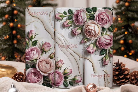 Blush Pink Rose Marble 20oz Tumbler Wrap Sublimation DesignSVG 