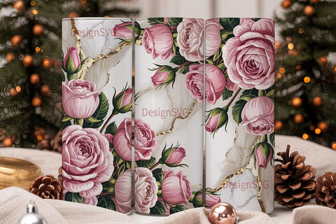 Blush Pink Rose Marble 20oz Tumbler Wrap Sublimation DesignSVG 