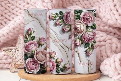 Blush Pink Rose Marble 20oz Tumbler Wrap Sublimation DesignSVG 