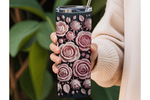 Blush Pink Roses 20oz Tumbler Wrap Sublimation DesignSVG 
