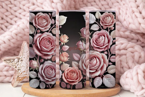 Blush Pink Roses 20oz Tumbler Wrap Sublimation DesignSVG 