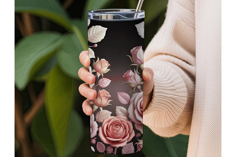 Blush Pink Roses 20oz Tumbler Wrap Sublimation DesignSVG 
