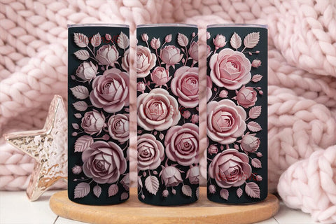 Blush Pink Roses 20oz Tumbler Wrap Sublimation DesignSVG 