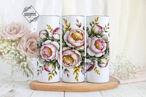 Blush Pink Watercolor Rose Tumbler Wrap Sublimation sassyprint 