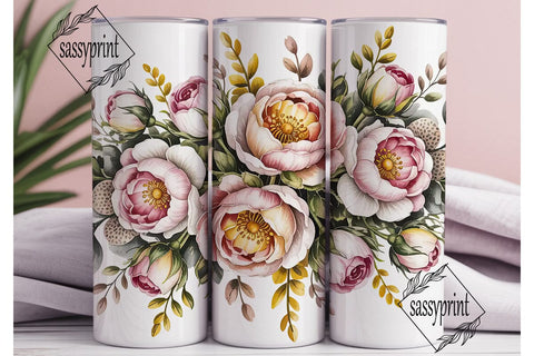 Blush Pink Watercolor Rose Tumbler Wrap Sublimation sassyprint 
