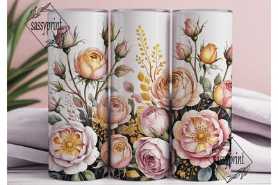 Blush Pink Watercolor Rose Tumbler Wrap Sublimation sassyprint 