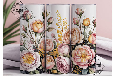 Blush Pink Watercolor Rose Tumbler Wrap Sublimation sassyprint 