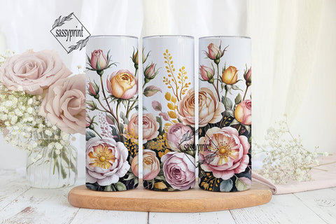 Blush Pink Watercolor Rose Tumbler Wrap Sublimation sassyprint 