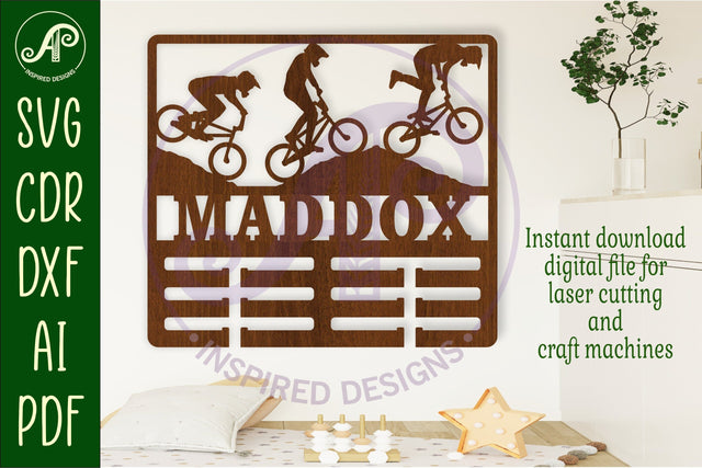 BMX bike medal holder Name svg laser cut SVG APInspireddesigns 