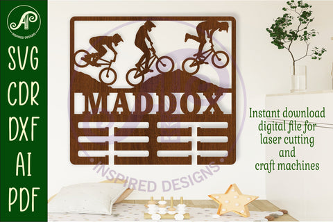 BMX bike medal holder Name svg laser cut SVG APInspireddesigns 