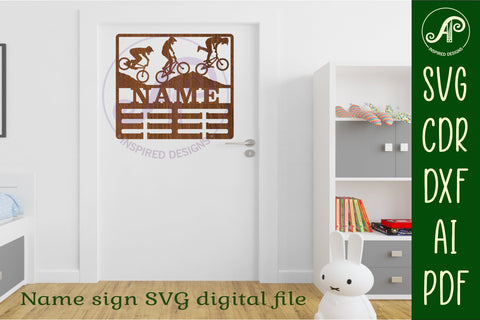 BMX bike medal holder Name svg laser cut SVG APInspireddesigns 