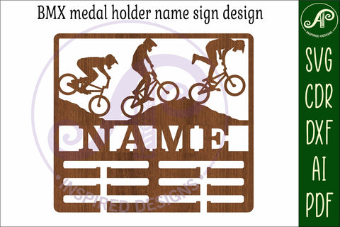 BMX bike medal holder Name svg laser cut SVG APInspireddesigns 