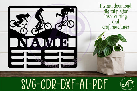 BMX bike medal holder Name svg laser cut SVG APInspireddesigns 