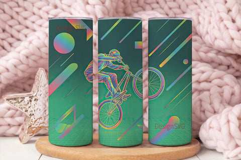 BMX Neon Rider 20oz Tumbler Wrap Sublimation DesignSVG 