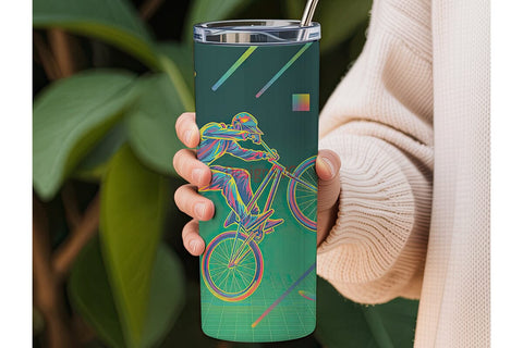 BMX Neon Rider 20oz Tumbler Wrap Sublimation DesignSVG 